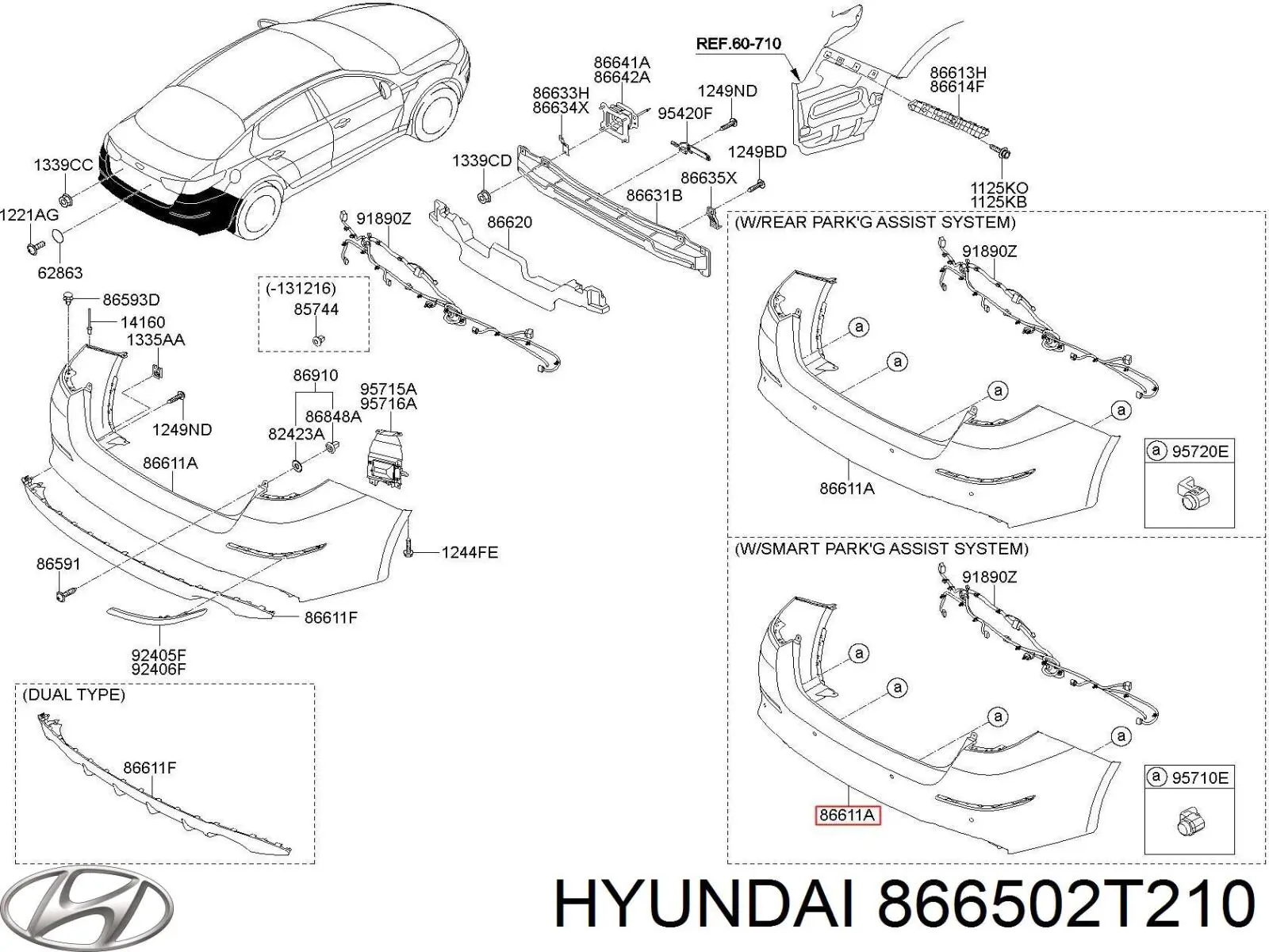 866502T210 Hyundai/Kia Задний бампер