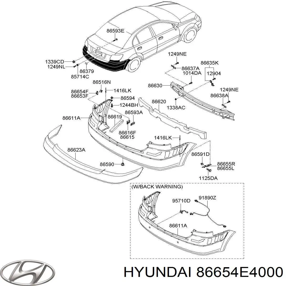 86654E4000 Hyundai/Kia Правое крепление заднего бампера