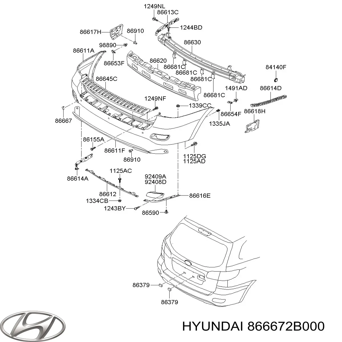 866672B000 Hyundai/Kia заглушка бампера буксировочного крюка передняя