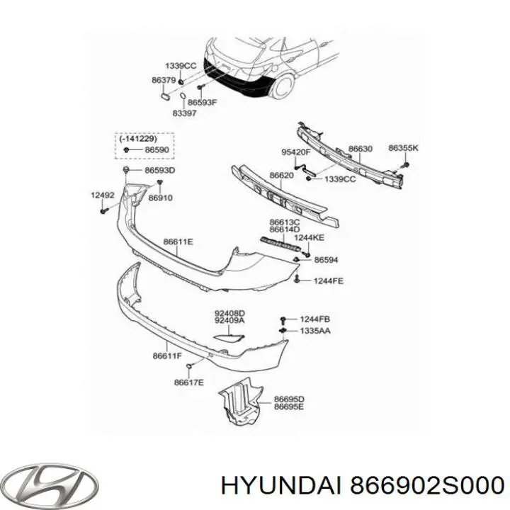 866902S000 Hyundai/Kia бампер задний, нижняя часть