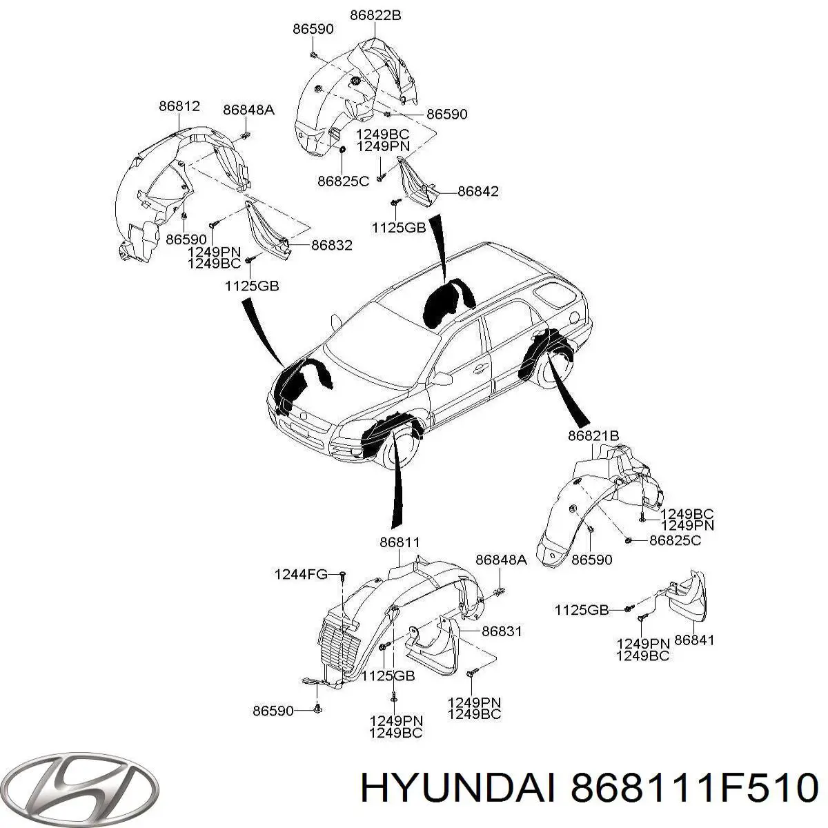 868111F510 Hyundai/Kia подкрылок крыла переднего левый