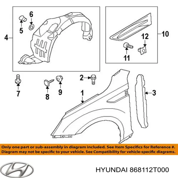 Подкрылок передний левый 868112T000 Hyundai/Kia