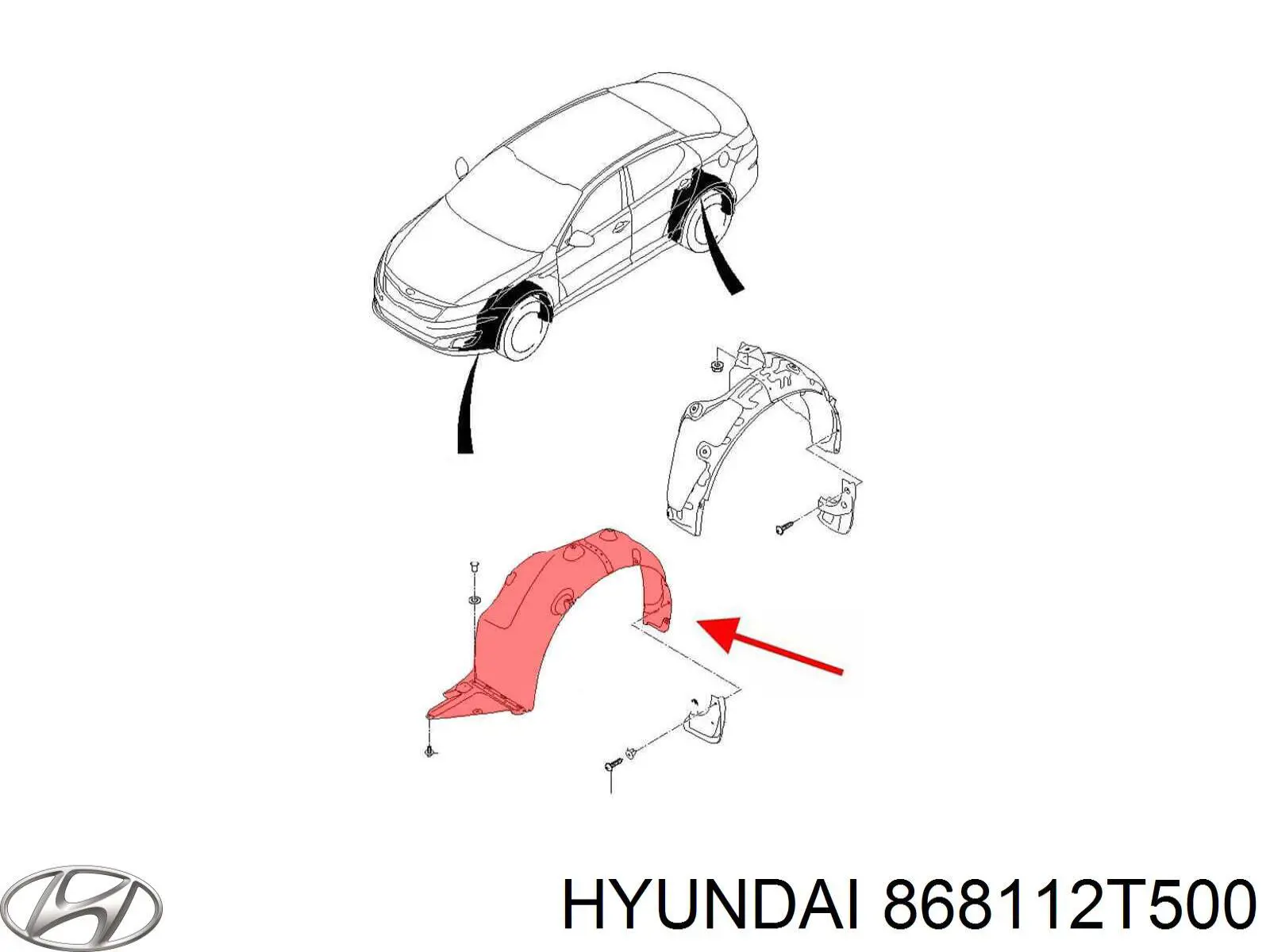 Подкрылок крыла переднего левый Hyundai/Kia 868112T500