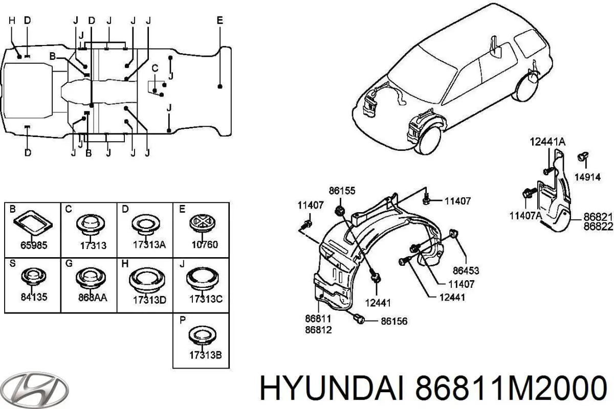 86811M2000 Hyundai/Kia подкрылок крыла переднего левый