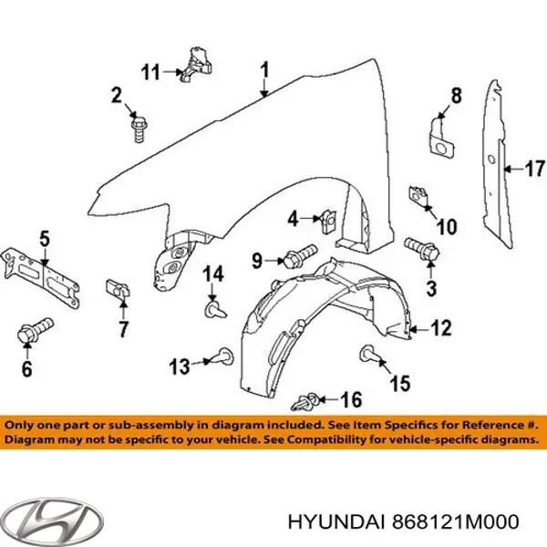 868121M000 Hyundai/Kia подкрылок крыла переднего правый