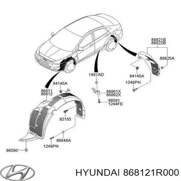 Подкрылок крыла переднего правый Hyundai/Kia 868121R000