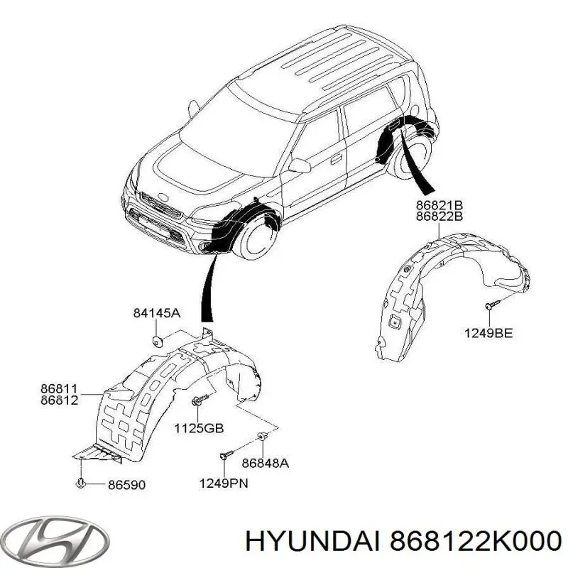 868122K000 Hyundai/Kia подкрылок крыла переднего правый