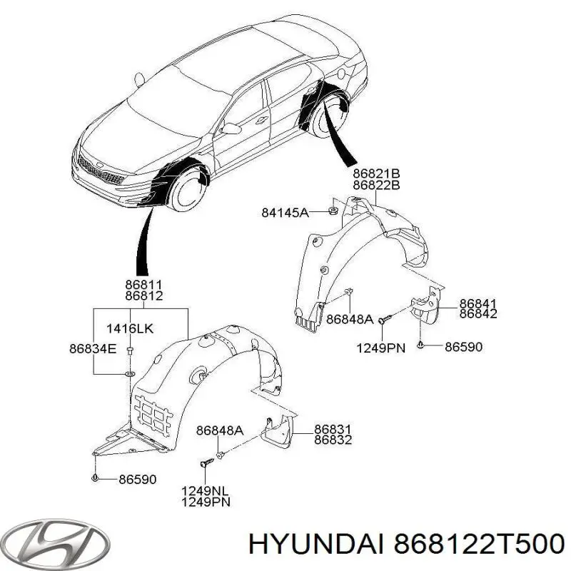 Подкрылок крыла переднего правый Hyundai/Kia 868122T500
