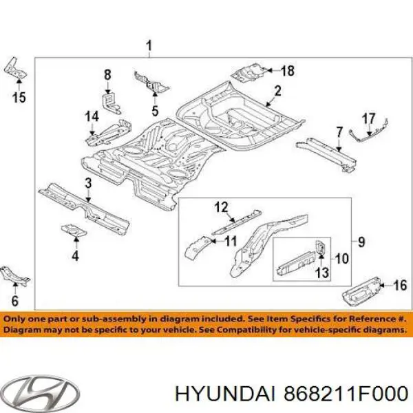 Подкрылок задний левый 868211F000 Hyundai/Kia