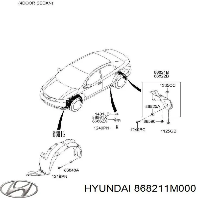 Подкрылок задний левый Hyundai/Kia 868211M000 цена, от 10.16 USD