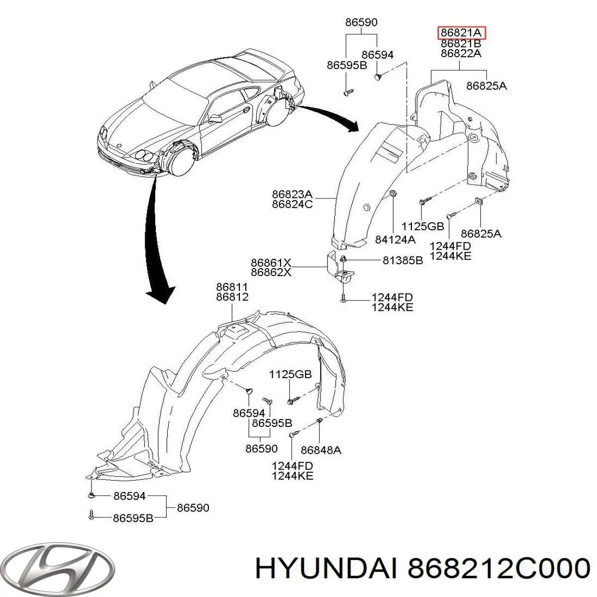 Подкрылок крыла заднего левый задний 868212C000 Hyundai/Kia