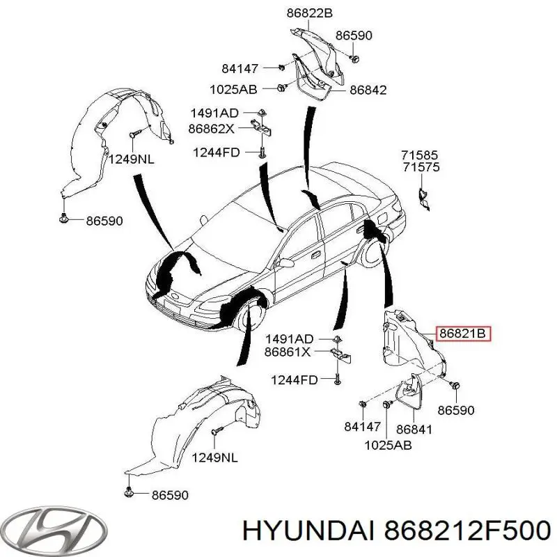 868212F500 Hyundai/Kia Подкрылок крыла заднего левый