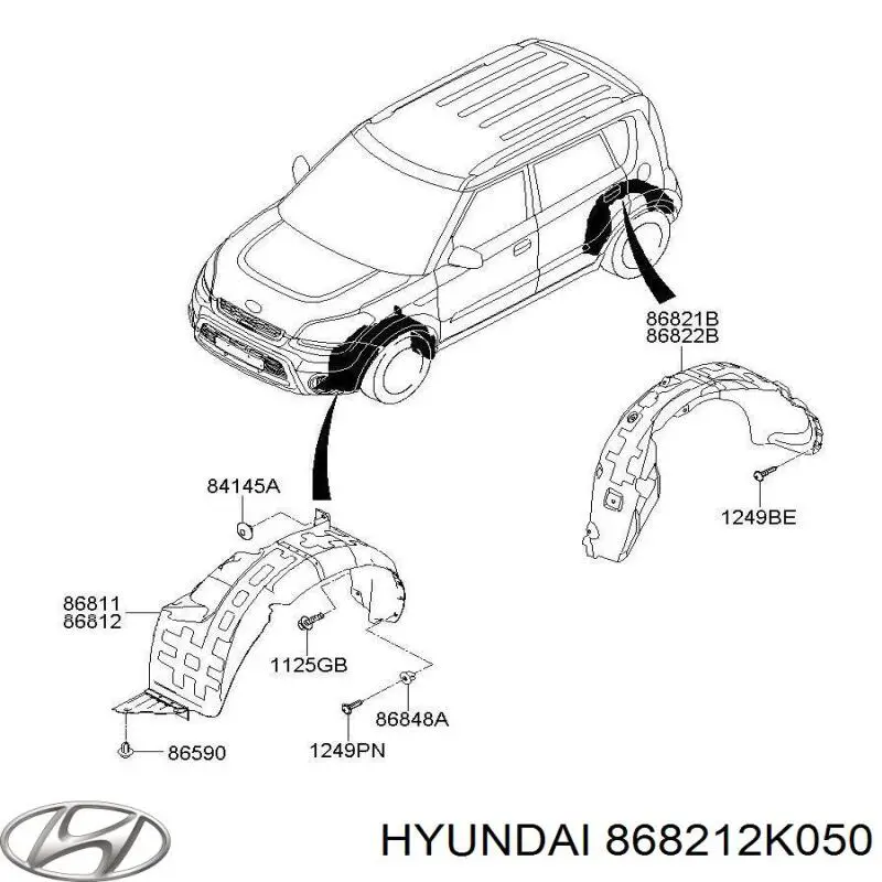 Подкрылок задний левый 868212K050 Hyundai/Kia