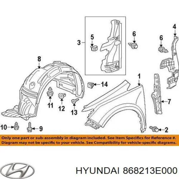 868213E000 Hyundai/Kia Подкрылок крыла заднего левый