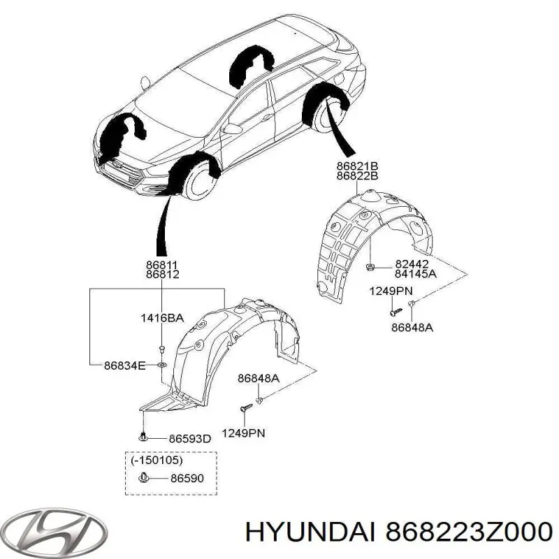 Подкрылок задний правый Hyundai/Kia 868223Z000 цена, от 56.37 USD