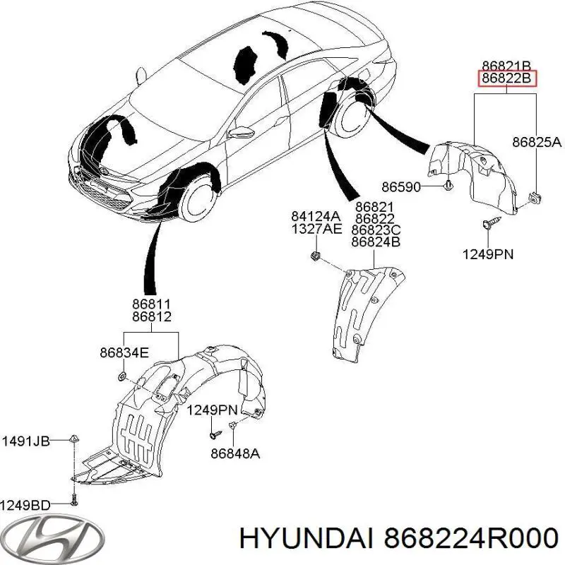 868224R000 Hyundai/Kia Подкрылок крыла заднего правый задний