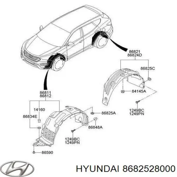 Пистон (клип) крепления брызговика на Hyundai Elantra XD