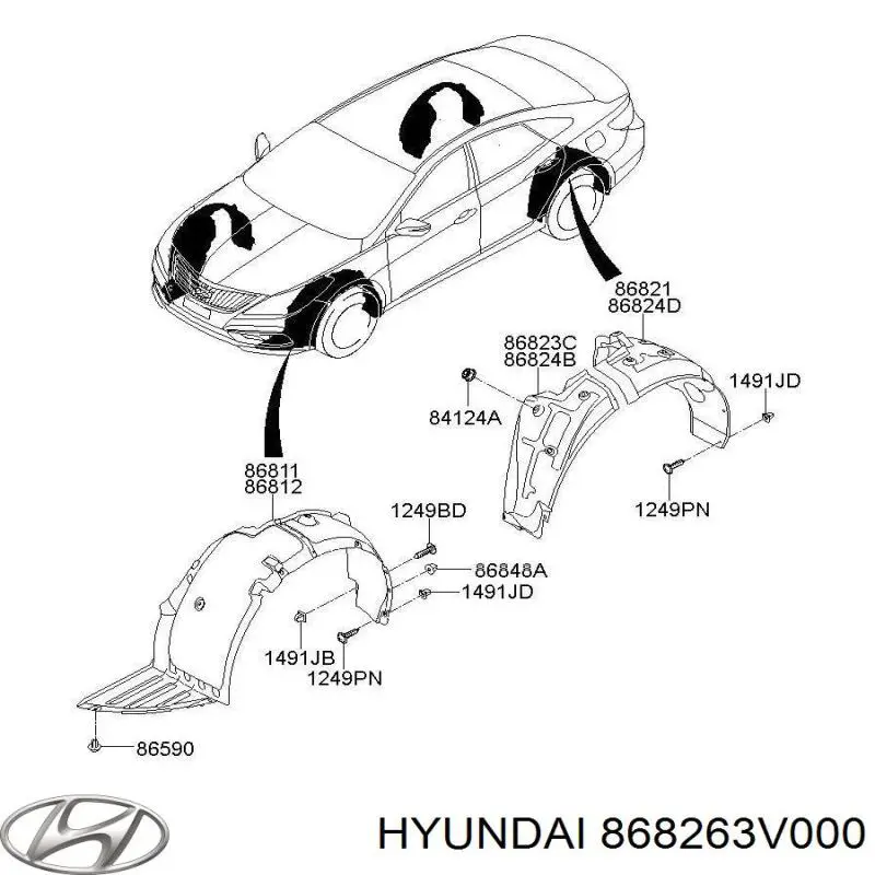 868263V001 Hyundai/Kia Подкрылок крыла заднего правый задний