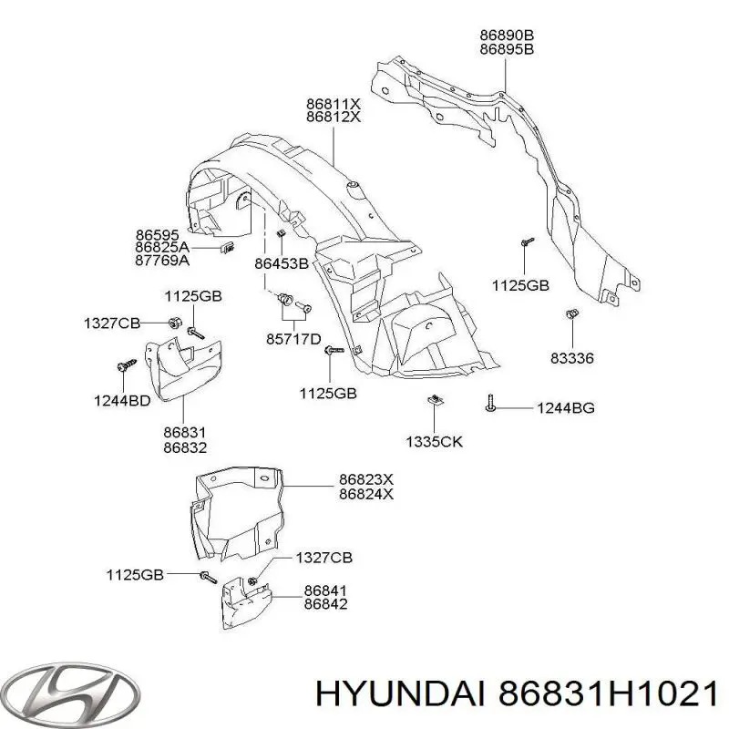 Брызговик передний левый Hyundai/Kia 86831H1021 цена, от 8.76 USD