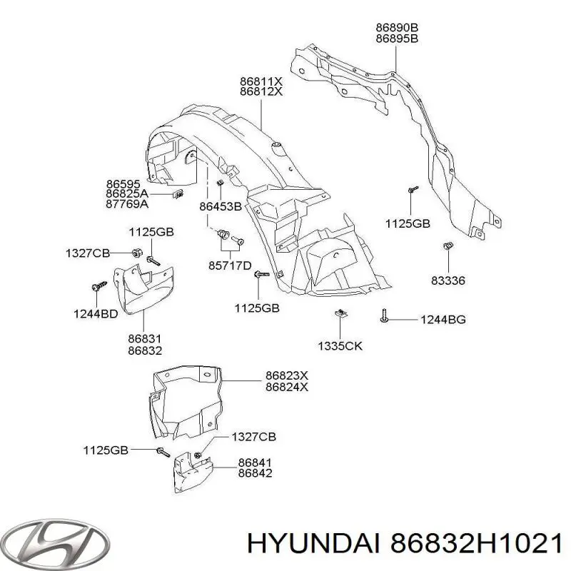 Брызговик передний правый Hyundai/Kia 86832H1021 цена, от 8.76 USD