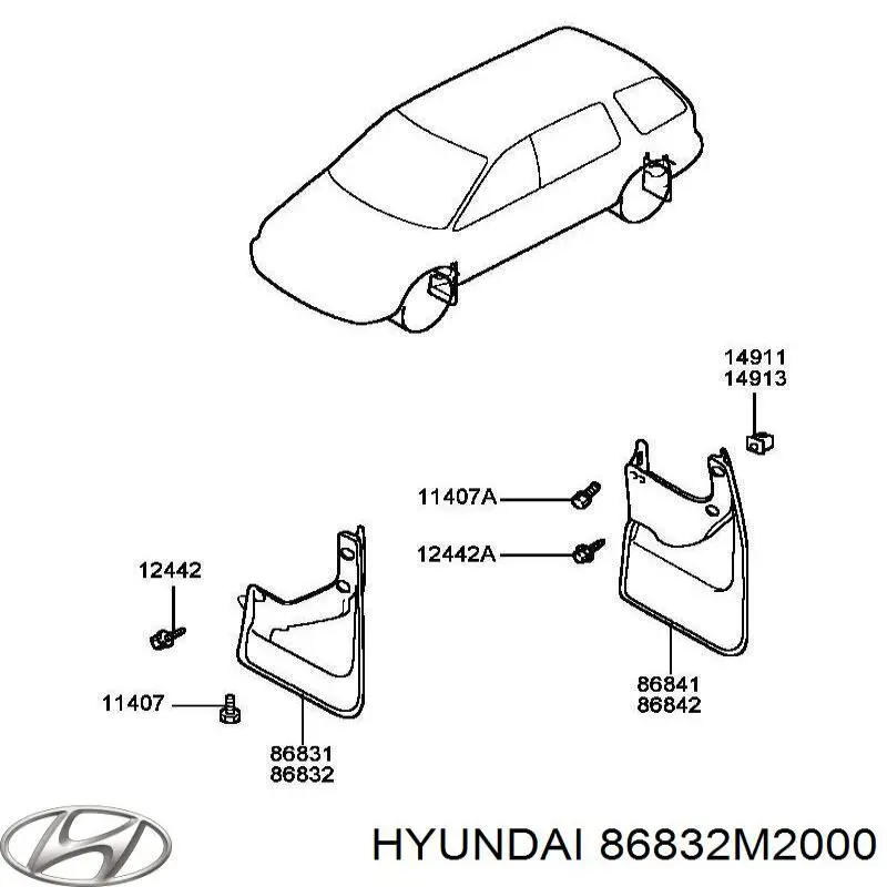86832M2000 Hyundai/Kia брызговик передний правый