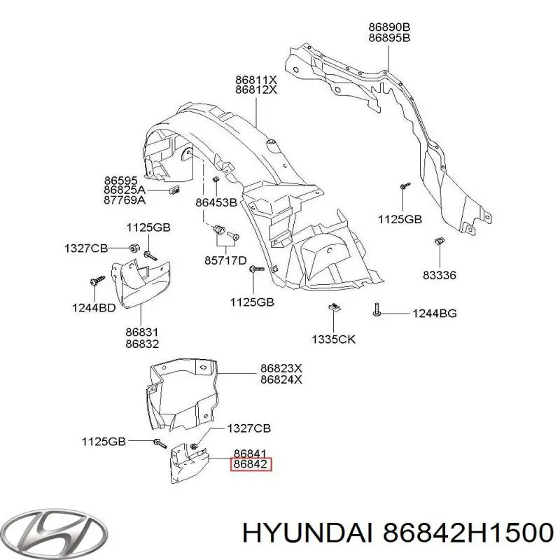 Брызговик задний правый Hyundai/Kia 86842H1500 цена, от 22.60 USD