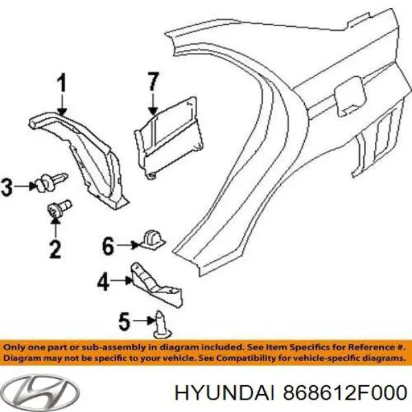 Купить 868612F000 Hyundai/Kia Брызговик задний левый