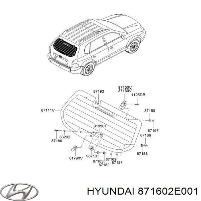 871602E001 Hyundai/Kia петля стекла багажника (двери 3/5-й задней)
