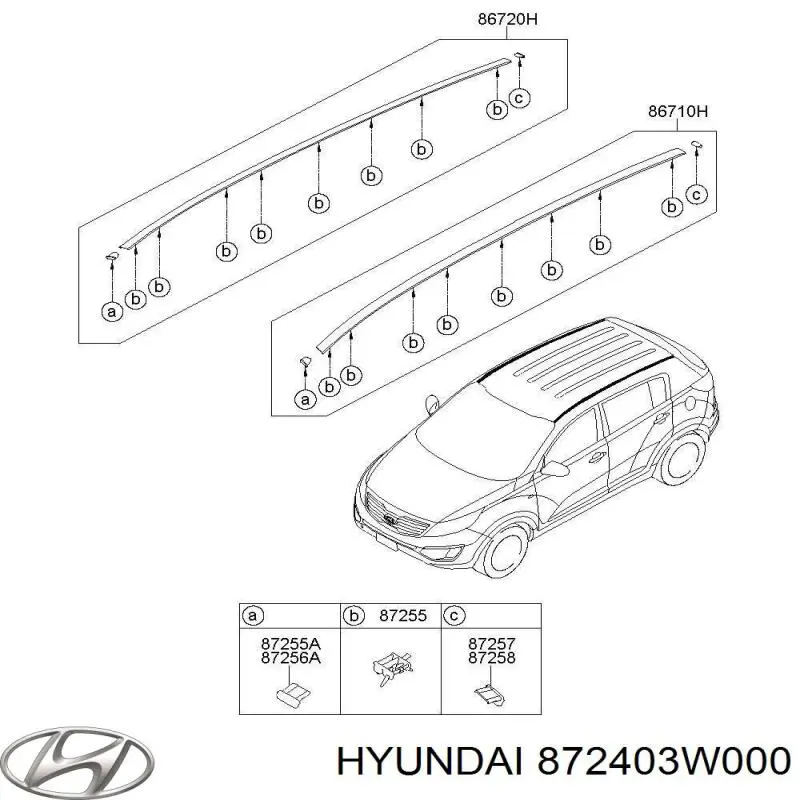 872403W000 Hyundai/Kia Накладка крыши правая