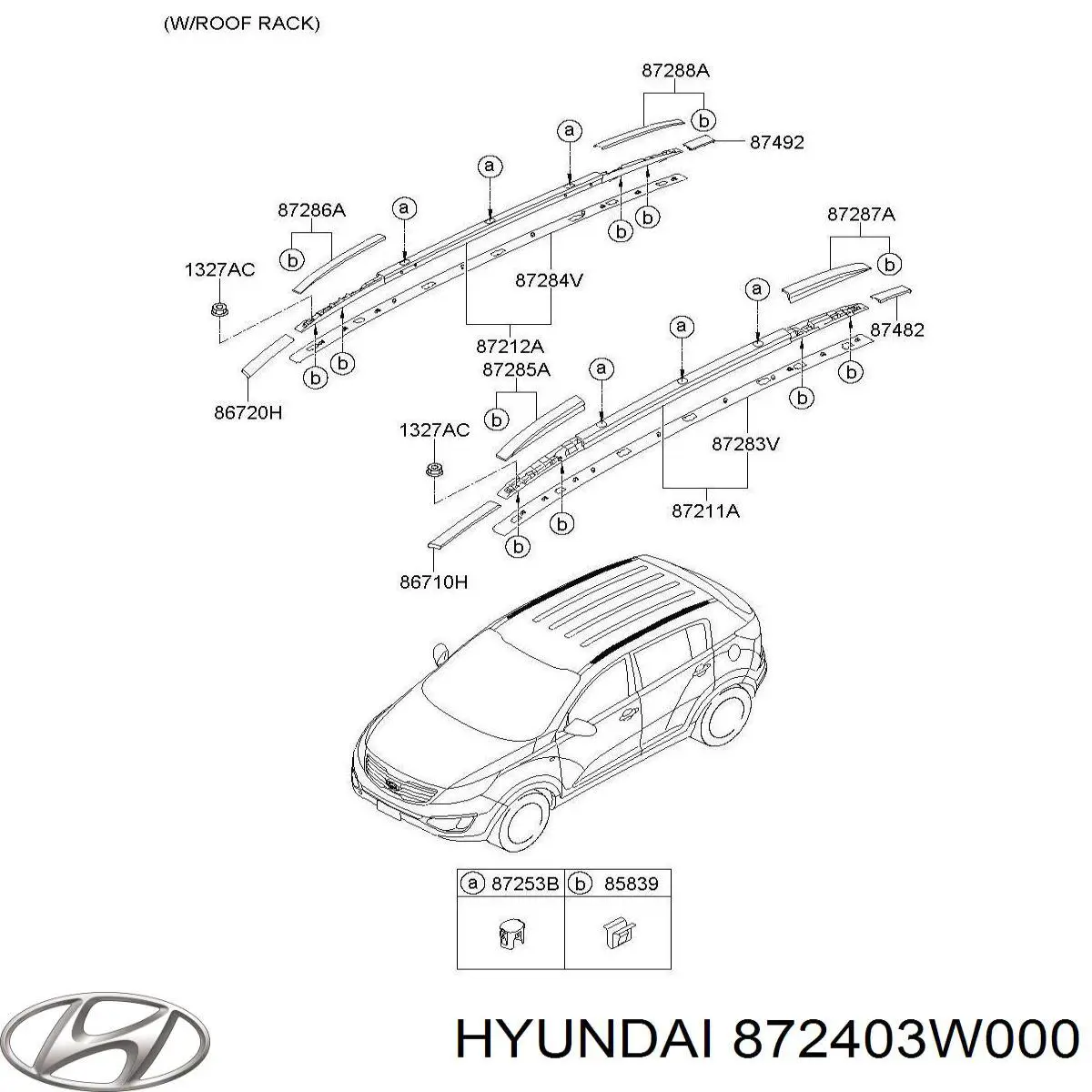 Купить 872403W000 Hyundai/Kia Молдинг крыши правый