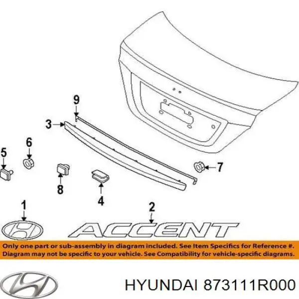 Moldura de tampa de porta-malas para Hyundai Accent (SB)