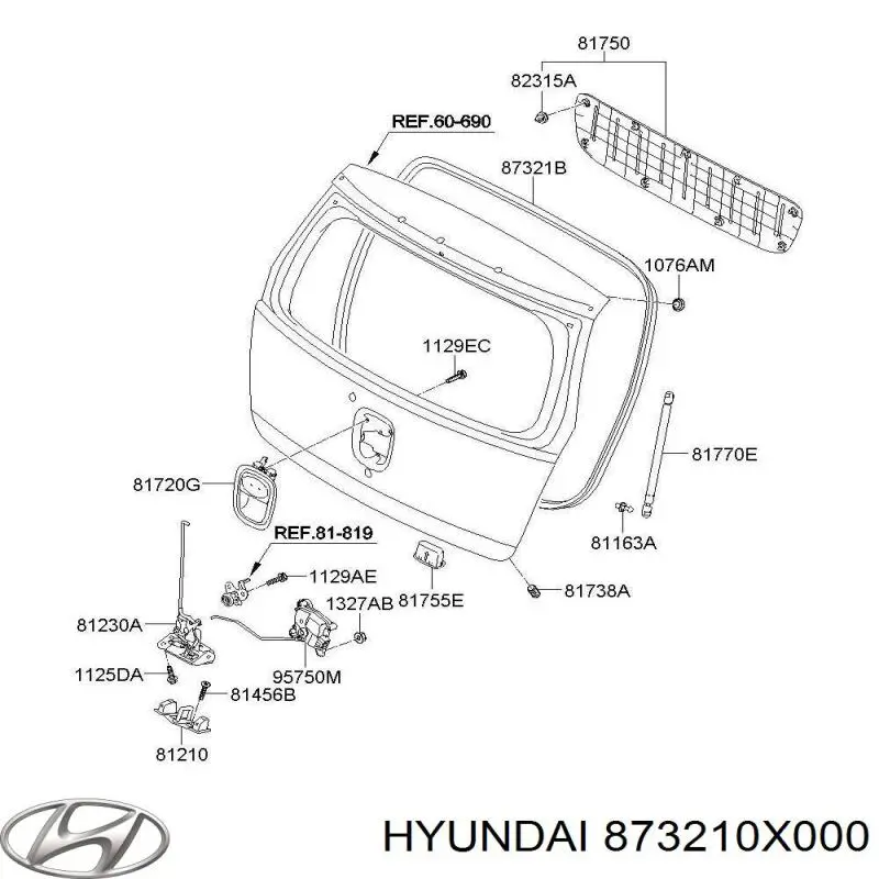 Уплотнитель багажника (двери 3/5-й задней) на Hyundai I10 PA
