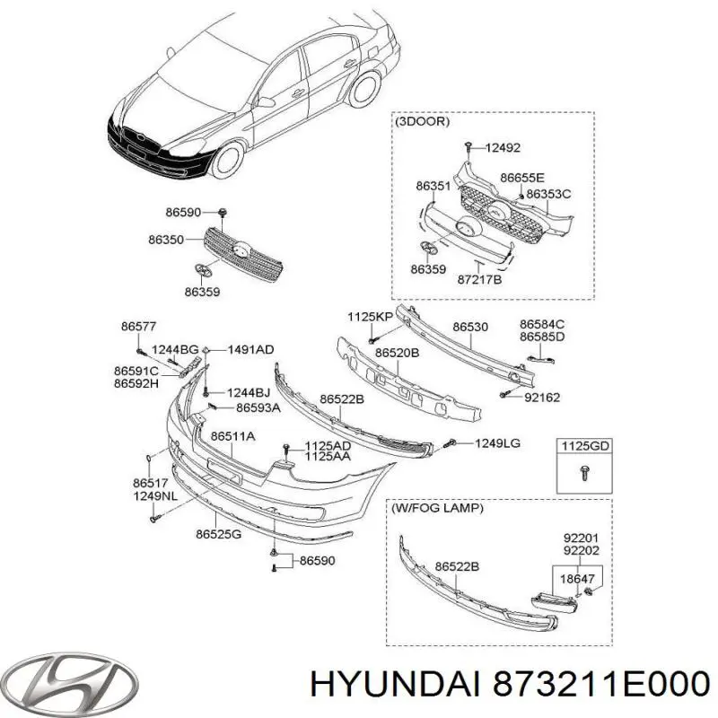 Compactador de tampa de porta-malas para Hyundai Accent (MC)