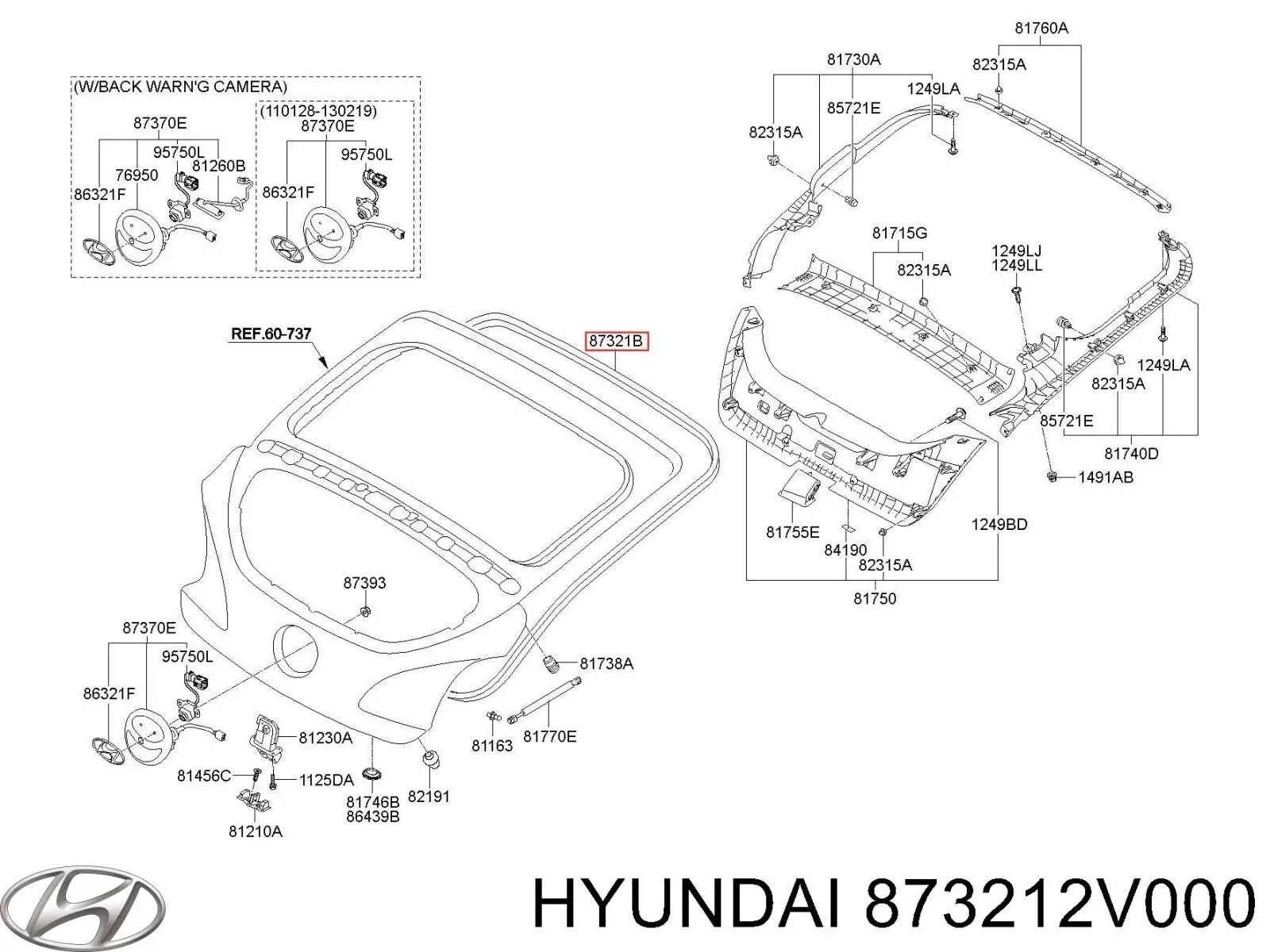 873212V000 Hyundai/Kia Уплотнитель задней 3/5-й двери