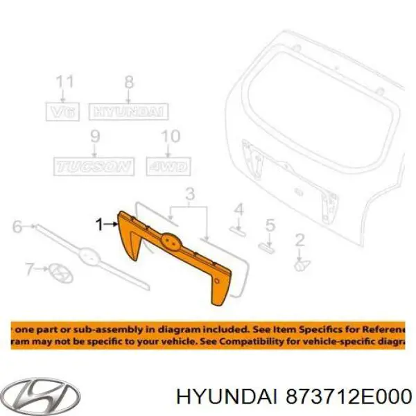 Placa sobreposta de porta-malas (de 3ª/5ª porta traseira) para Hyundai Tucson (JM)