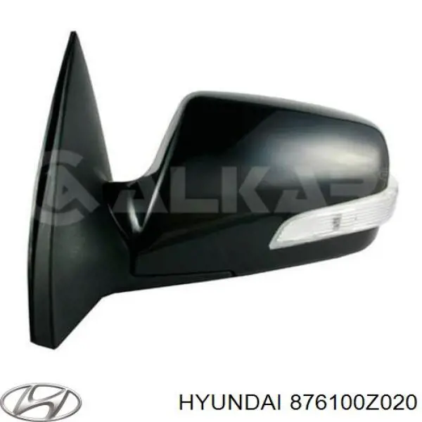 Левое боковое зеркало 876100Z020 Hyundai/Kia