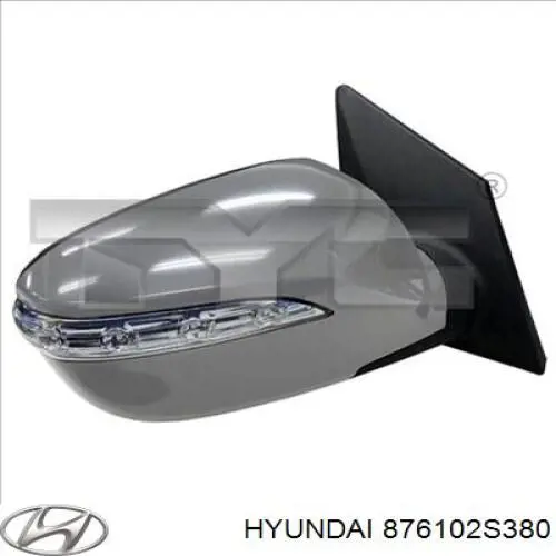 876102S380 Hyundai/Kia espelho de retrovisão esquerdo