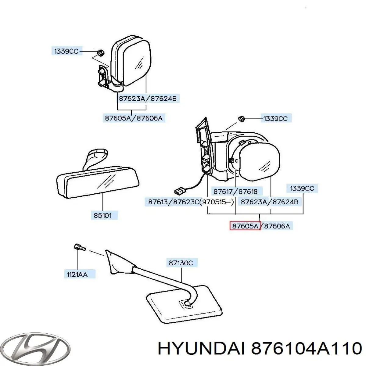 Espelho de retrovisão esquerdo para Hyundai H-1 STAREX 