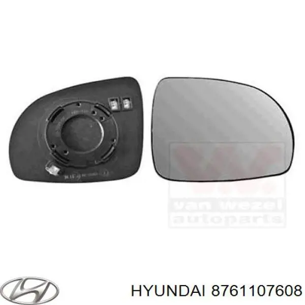 Купить 8761107608 Hyundai/Kia Стекло зеркала заднего вида, левого
