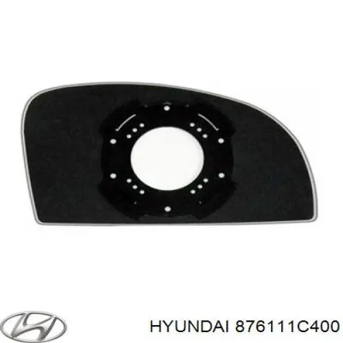 Зеркальный элемент зеркала заднего вида левого на Hyundai Getz 