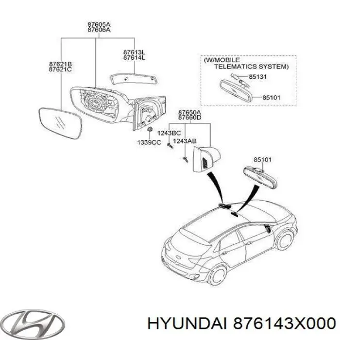876143X000 Hyundai/Kia pisca-pisca de espelho esquerdo