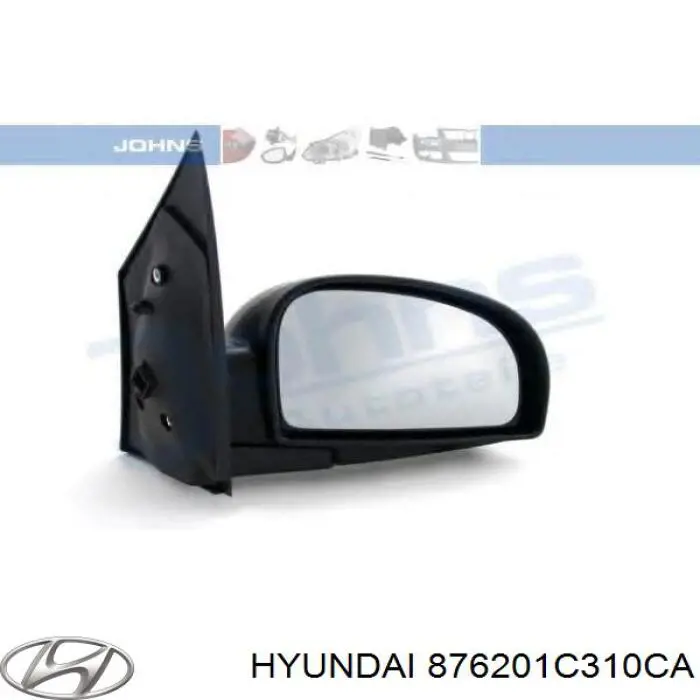 Правое боковое зеркало 876201C310CA Hyundai/Kia