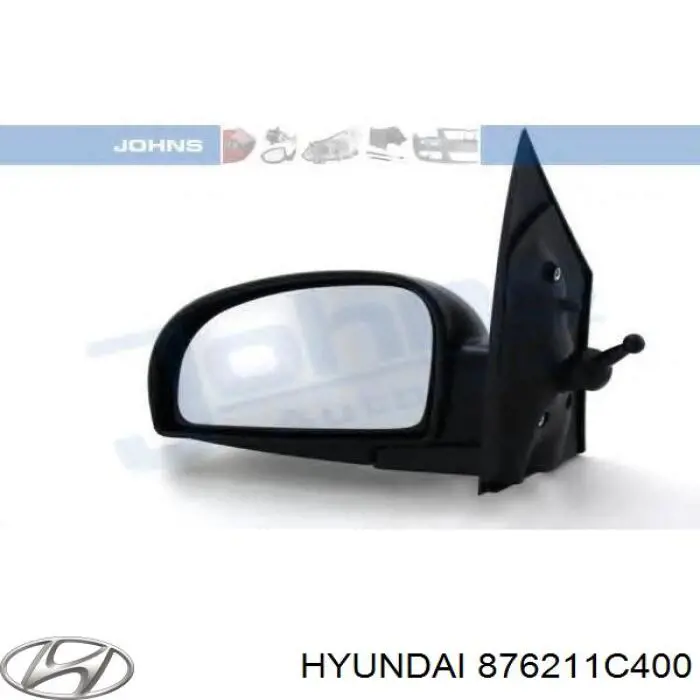 Зеркальный элемент зеркала заднего вида правого Hyundai/Kia 876211C400
