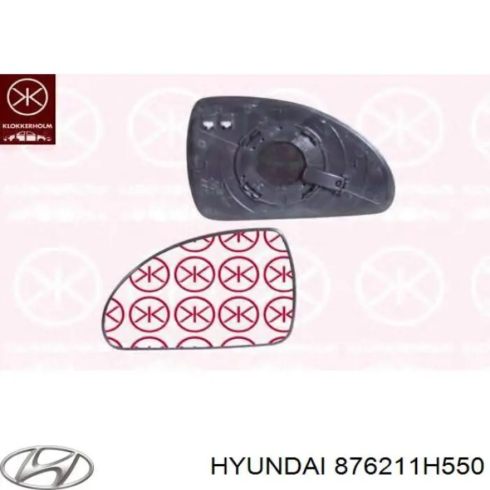 Elemento espelhado do espelho de retrovisão direito 876211H550 Hyundai/Kia