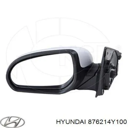 876214Y100 Hyundai/Kia elemento espelhado do espelho de retrovisão direito