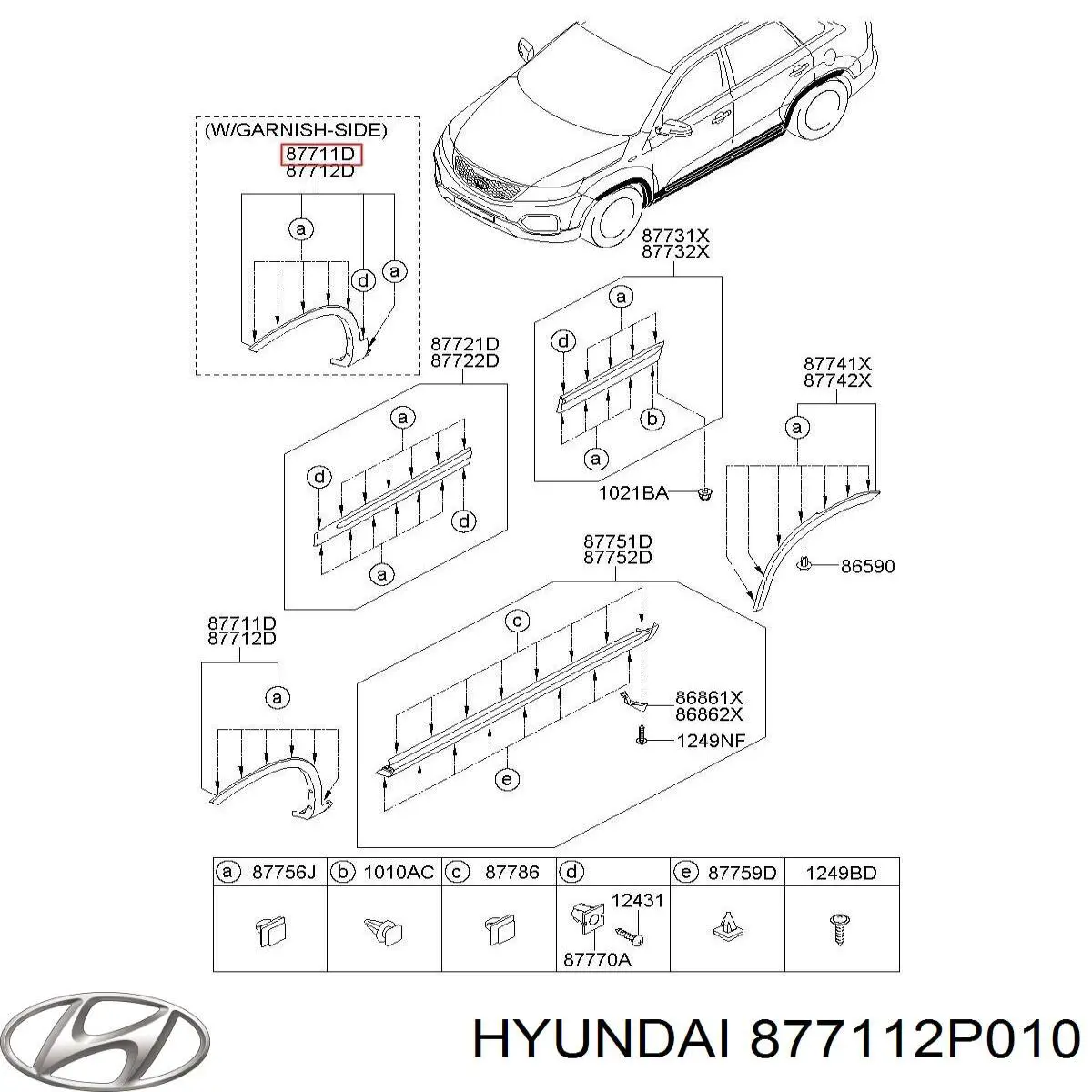 877112P010 Hyundai/Kia молдинг крыла переднего левого