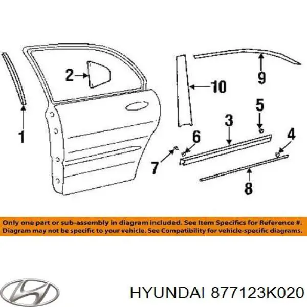 Moldura da porta dianteira direita para Hyundai Sonata (NF)