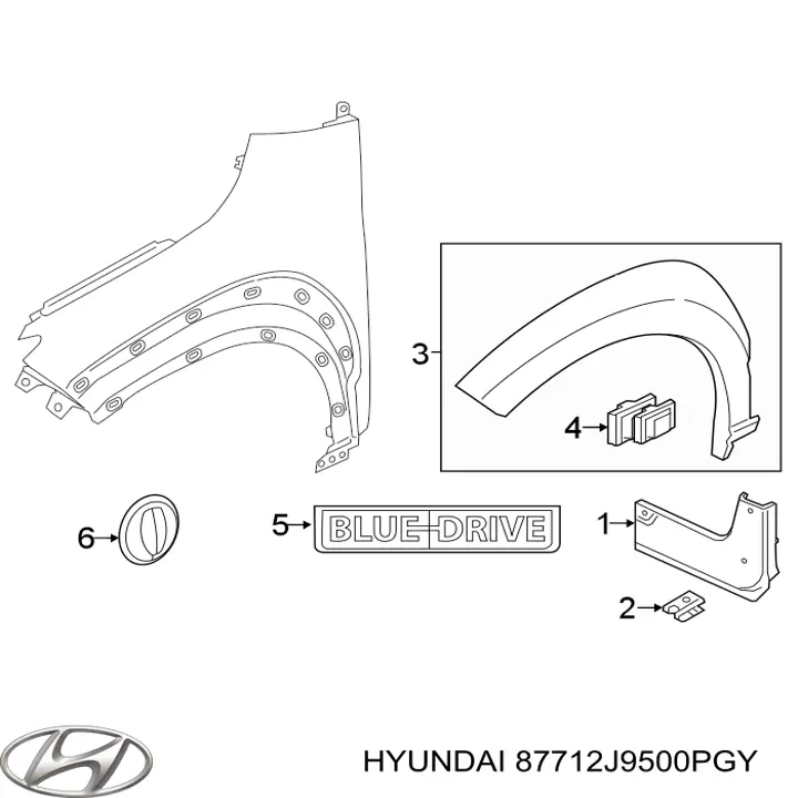 87712J9000CA Hyundai/Kia расширитель (накладка арки переднего крыла правый)