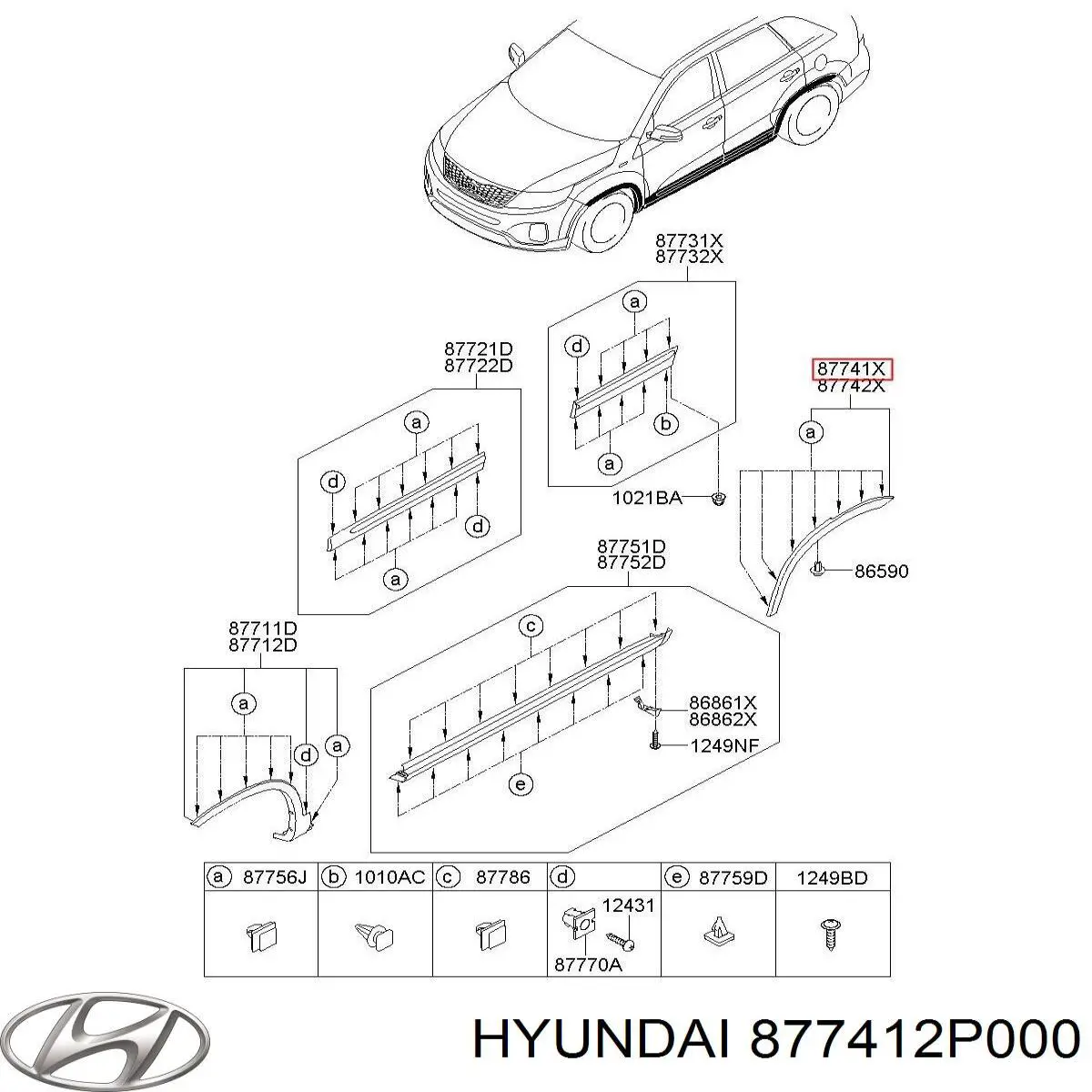 Молдинг задней арки крыла, левый Hyundai/Kia 877412P000 цена, от 12.67 USD