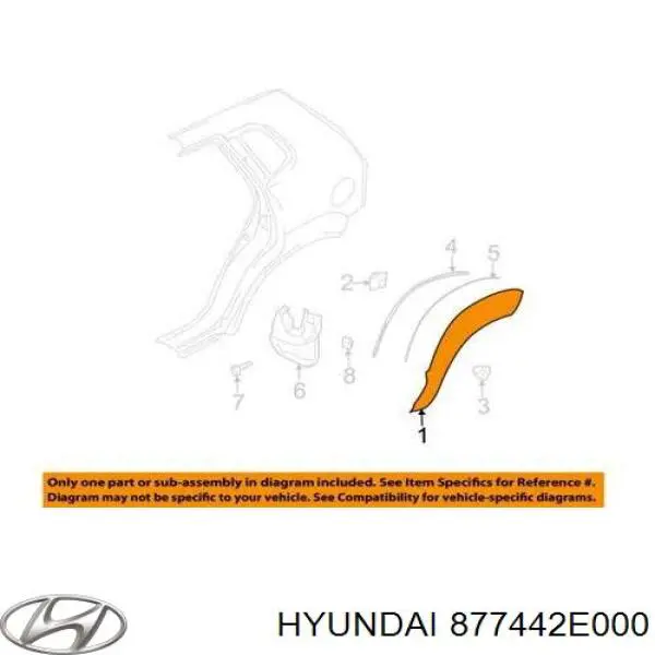 877422E000ZW Hyundai/Kia накладка крыла заднего правого